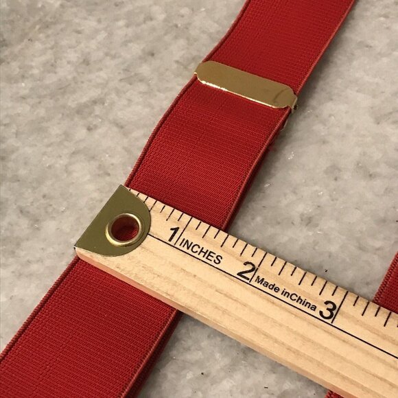 Suspenders Mens Red Button Attachment Woven Stretch Eclectic Grandpa Preppy - Picture 6 of 6